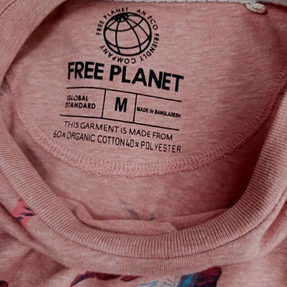 Free Planet Men's M T Shirt Organic Cotton Blend Tropical Print - Picture 2 of 7